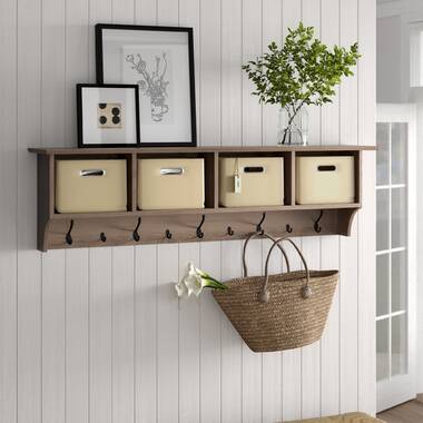 Coat hooks discount with storage baskets